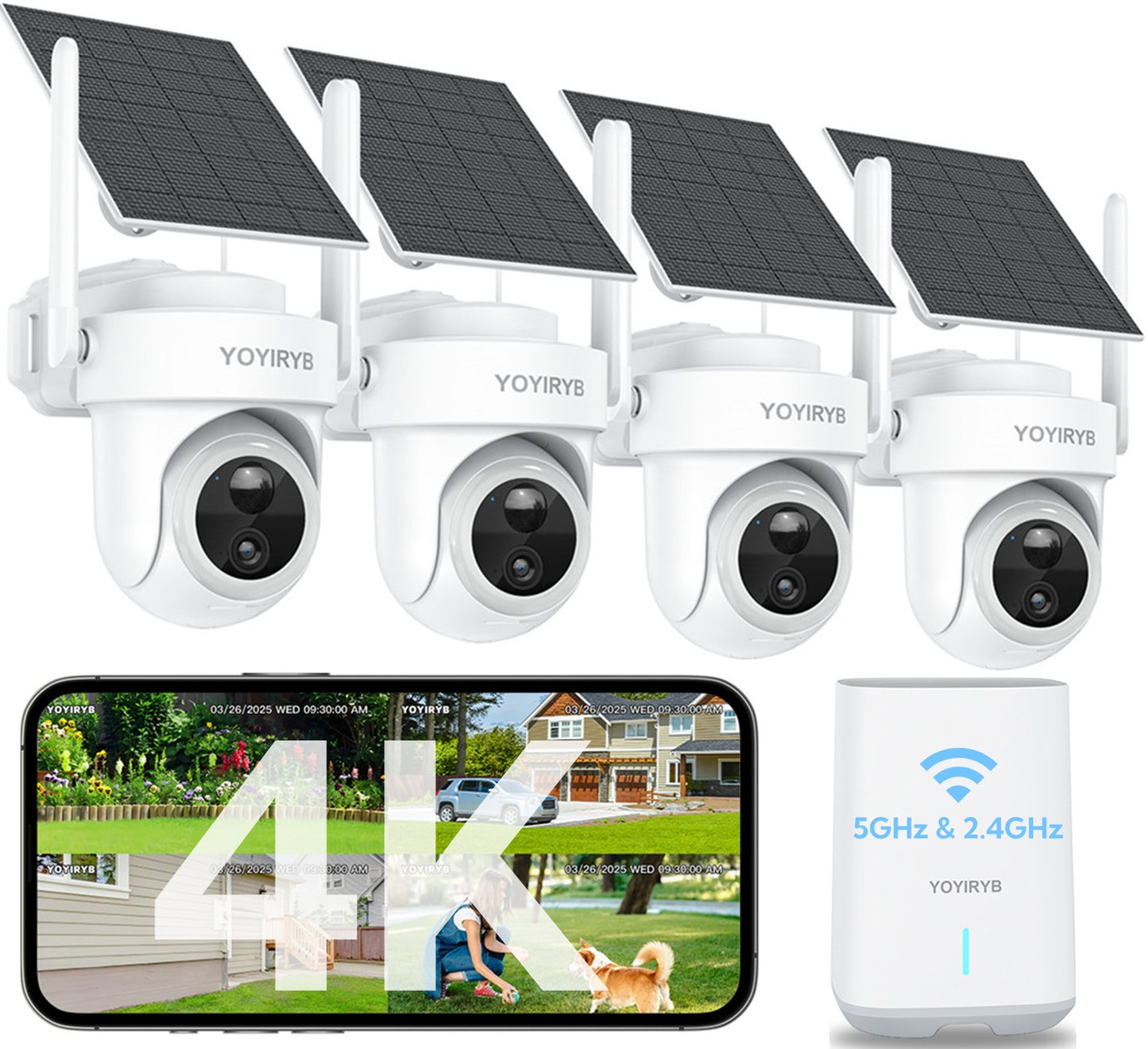4K Security Cameras Wireless Outdoor, No Subscription, 4 kam-kit
