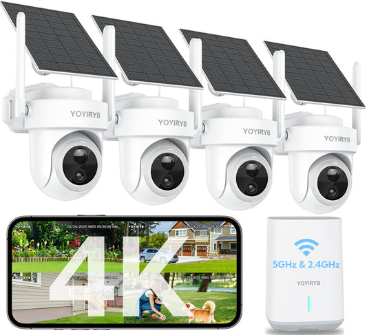 4K Security Cameras Wireless Outdoor, No Subscription, 4 kam-kit