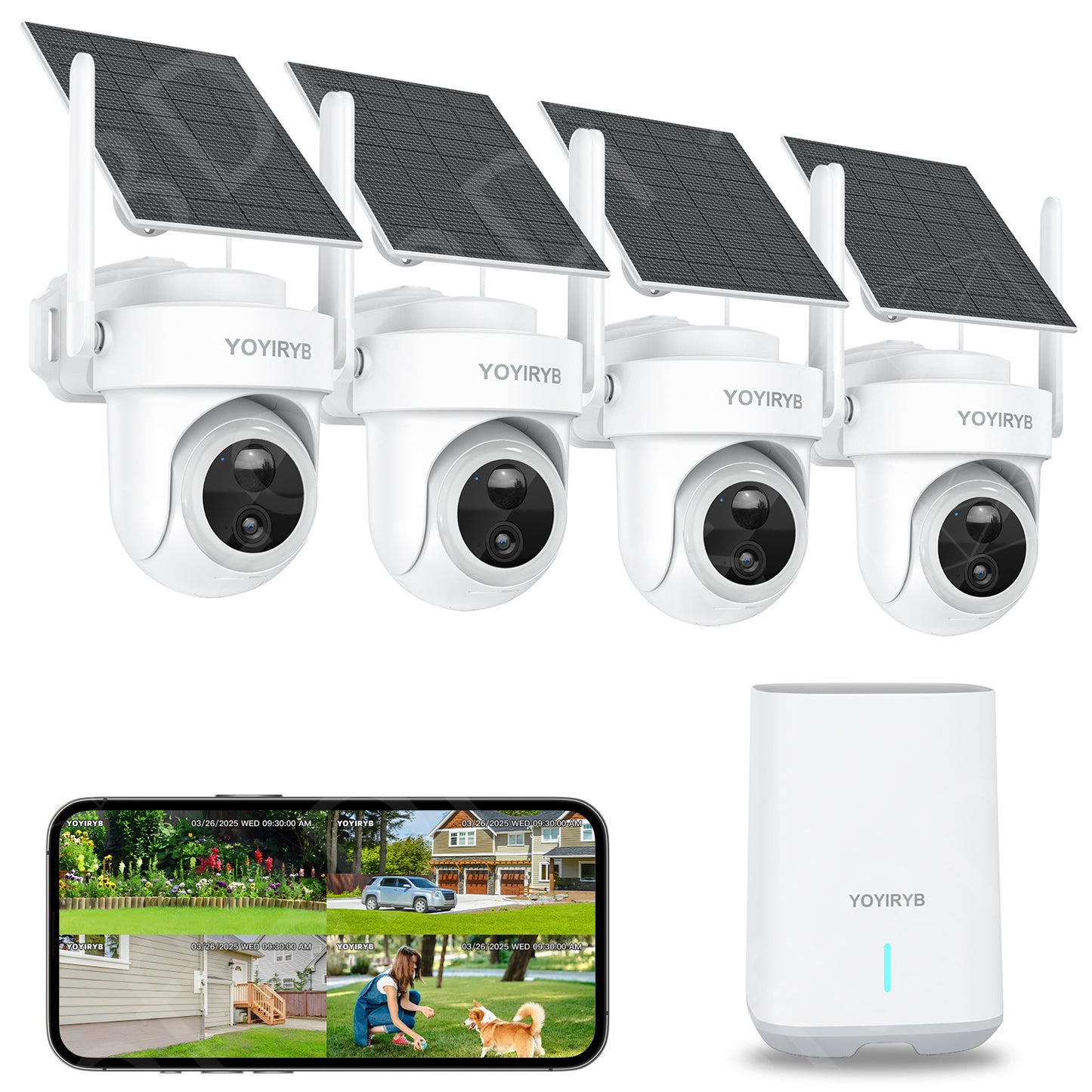 4K Solar Security Cam with Homebase, 4 Cam Kit